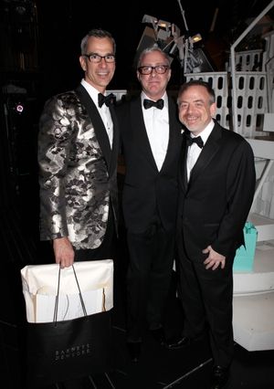 Jerry Mitchell, Scott Wittman & Marc Shaiman celebrating the Broadway Opening Night Gypsy Robe Ceremony for Recipient Jennifer Frankel of 'Catch Me If You Can' at the Neil Simon Theatre in New York City. @ BroadwayWorld Jerry Mitchell, Scott Wittman & Marc Shaiman celebrating the Broadway Opening Night G Photo