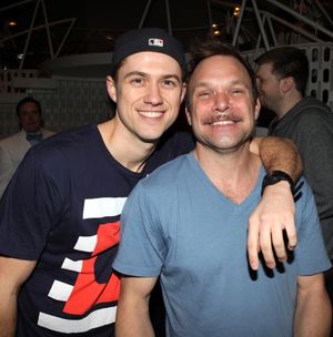 Aaron Tveit & Norbert Leo Butz celebrating the Broadway Opening Night Gypsy Robe Cere Photo