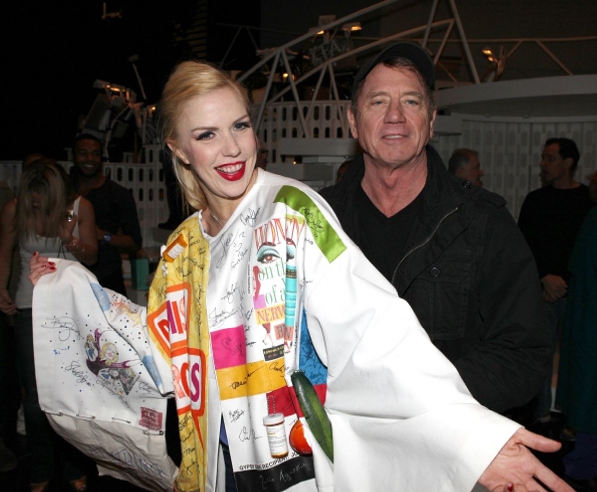 Jennifer Frankel with Tom Wopat celebrating the Broadway Opening Night Gypsy Robe Ceremony for Recipient Jennifer Frankel of 'Catch Me If You Can' at the Neil Simon Theatre in New York City. at 