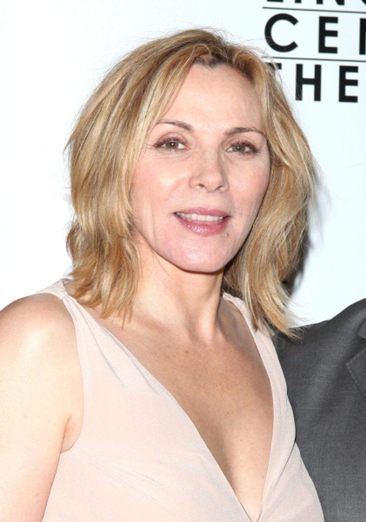 Kim Cattrall & Date attending the Opening Night After Party for 'War Horse' in New York City. at 