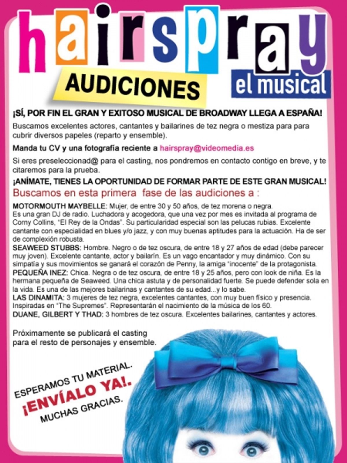  Convocatoria de audiciones para Hairspray at 