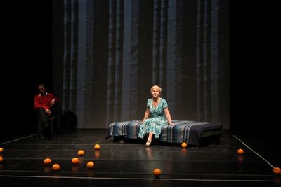 Oleg Sidorchik and Marina Yurevich in a scene from the Belarus Free Theatre productio Photo