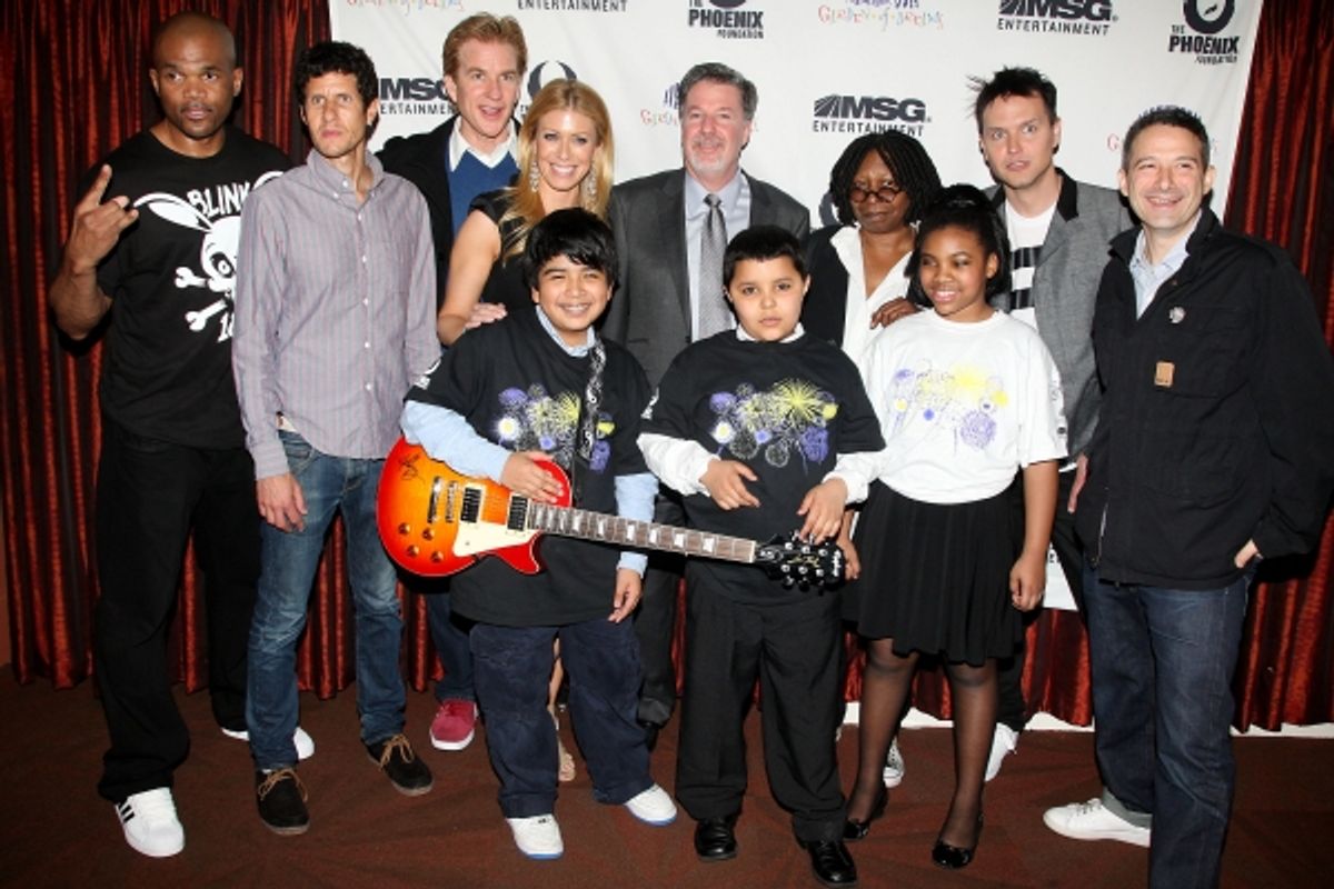 Darryl Ã¢â‚¬Å“DMCÃ¢â‚¬Â McDaniels, Mike D of the Beastie Boys, Matthew Modine, MSG Network Knicks reporter Jill Martin, President and CEO of Madison Square Garden and Chairman of the Board of GDF Hank Ratner, Whoopi Goldberg at 