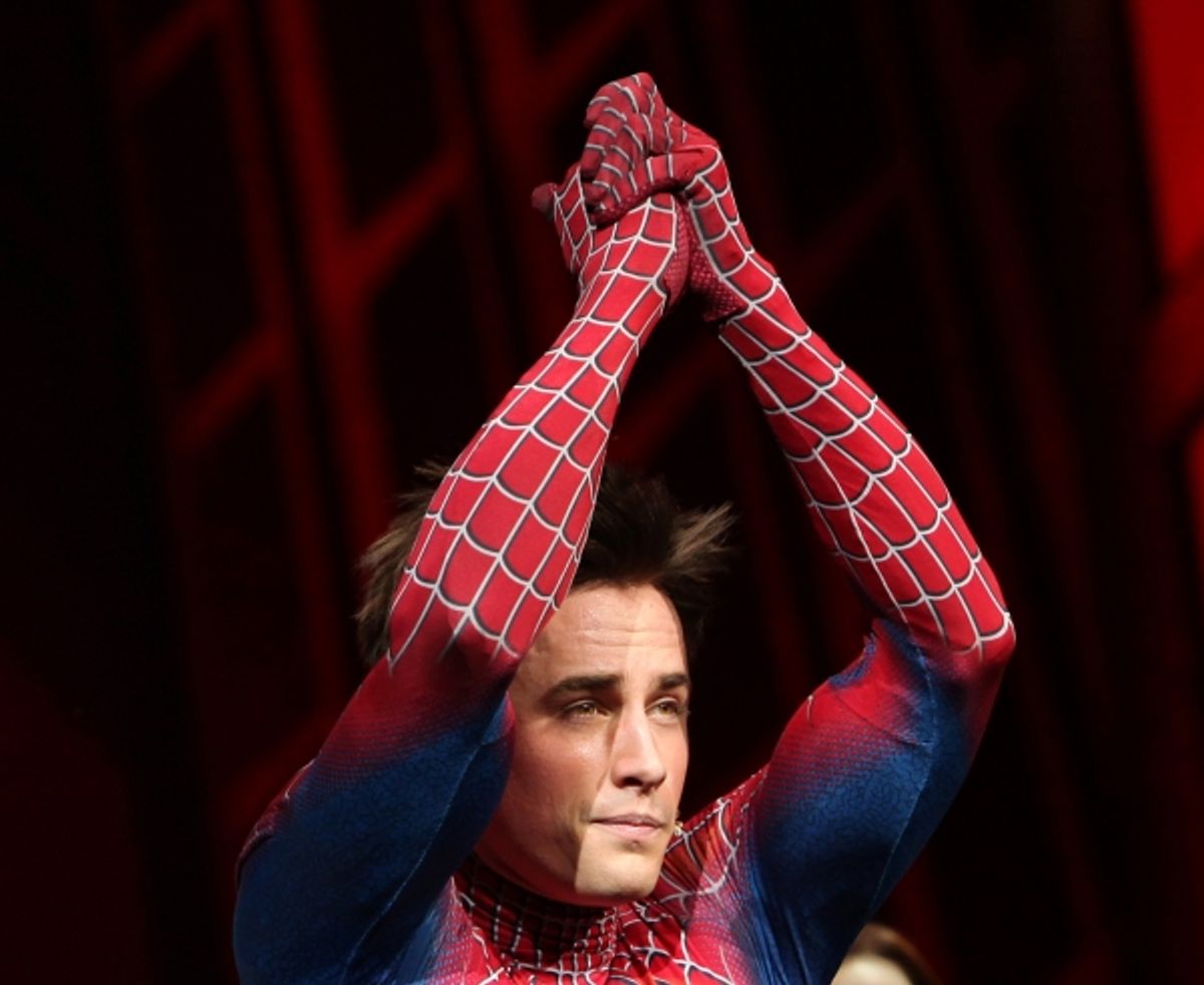 Reeve Carney during the Final Curtain Call Bow for the Original Version of 'Spider-Man Turn Off The Dark'. The show takes a brief Hiatus before the New Version Debuts on5/12/2011 in New York City. at 