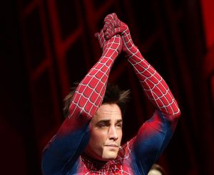Reeve Carney during the Final Curtain Call Bow for the Original Version of 'Spider-Man Turn Off The Dark'. The show takes a brief Hiatus before the New Version Debuts on5/12/2011 in New York City. @ BroadwayWorld Reeve Carney during the Final Curtain Call Bow for the Original Version of 'Spider-Ma Photo