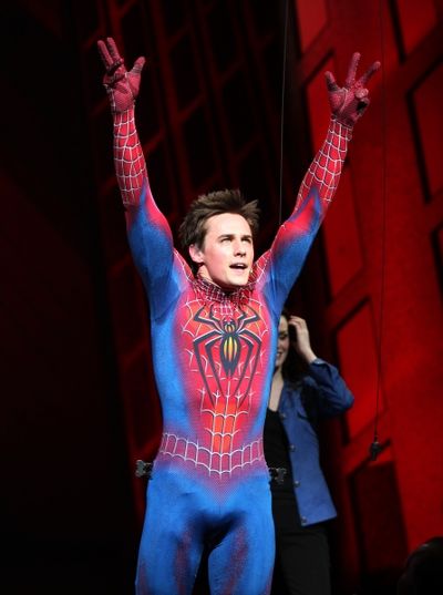 Reeve Carney during the Final Curtain Call Bow for the Original Version of 'Spider-Ma Photo