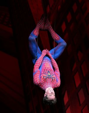 Reeve Carney during the Final Curtain Call Bow for the Original Version of 'Spider-Man Turn Off The Dark'. The show takes a brief Hiatus before the New Version Debuts on5/12/2011 in New York City. @ BroadwayWorld Reeve Carney during the Final Curtain Call Bow for the Original Version of 'Spider-Ma Photo