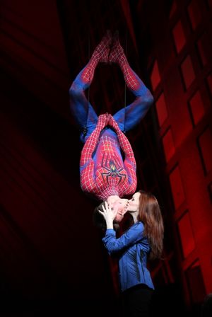 Reeve Carney & Jennifer Damiano during the Final Curtain Call Bow for the Original Version of 'Spider-Man Turn Off The Dark'. The show takes a brief Hiatus before the New Version Debuts on5/12/2011 in New York City. @ BroadwayWorld Reeve Carney & Jennifer Damiano during the Final Curtain Call Bow for the Original Ve Photo