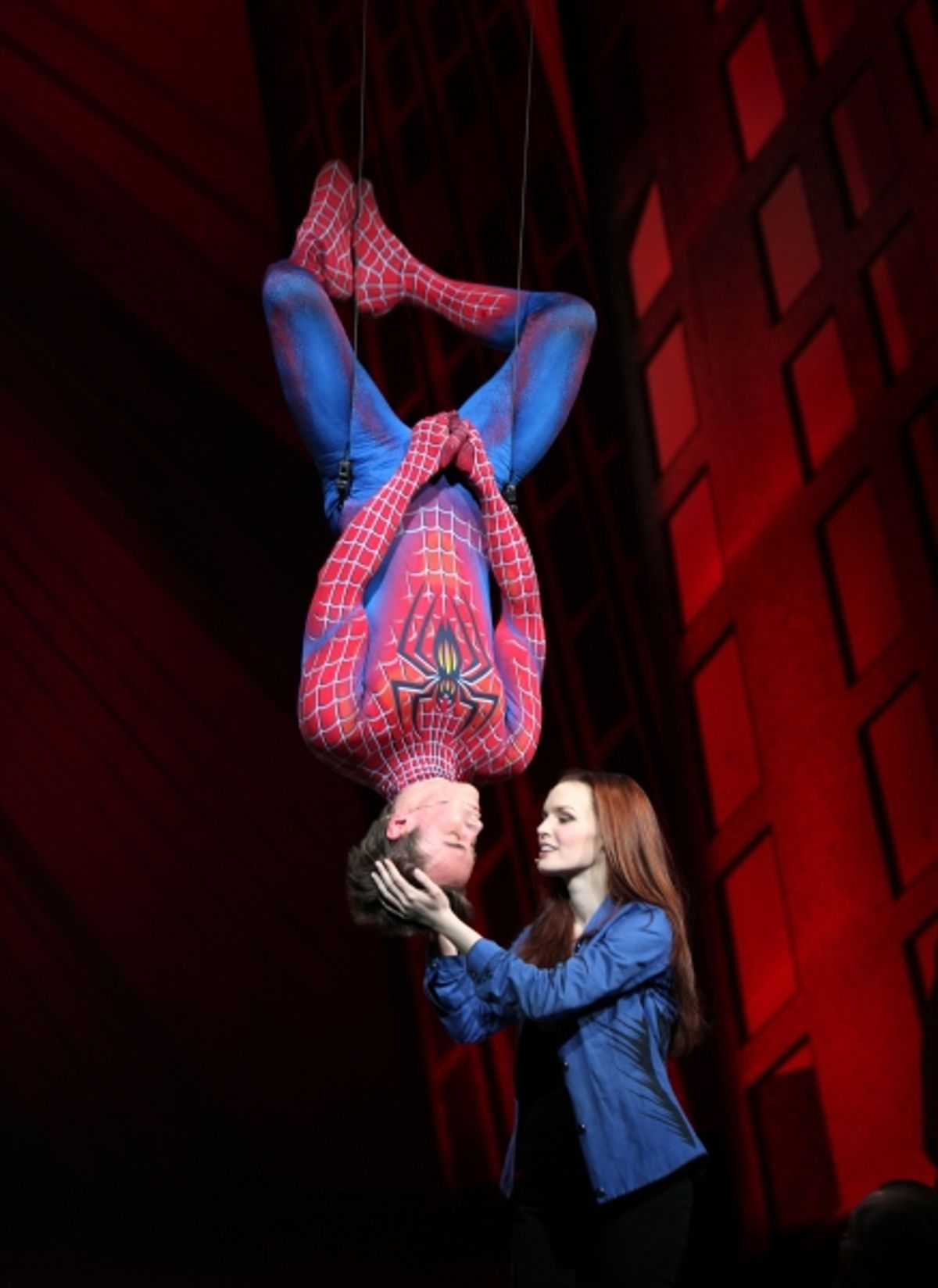 Reeve Carney & Jennifer Damiano during the Final Curtain Call Bow for the Original Version of 'Spider-Man Turn Off The Dark'. The show takes a brief Hiatus before the New Version Debuts on5/12/2011 in New York City. at 