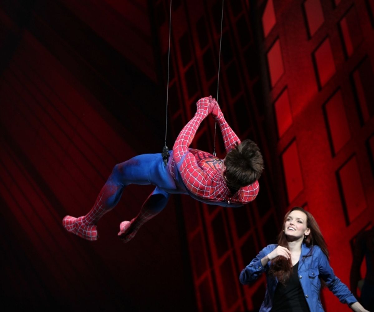 Reeve Carney & Jennifer Damiano during the Final Curtain Call Bow for the Original Version of 'Spider-Man Turn Off The Dark'. The show takes a brief Hiatus before the New Version Debuts on5/12/2011 in New York City. at 