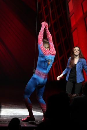 Reeve Carney & Jennifer Damiano during the Final Curtain Call Bow for the Original Version of 'Spider-Man Turn Off The Dark'. The show takes a brief Hiatus before the New Version Debuts on5/12/2011 in New York City. @ BroadwayWorld Reeve Carney & Jennifer Damiano during the Final Curtain Call Bow for the Original Ve Photo