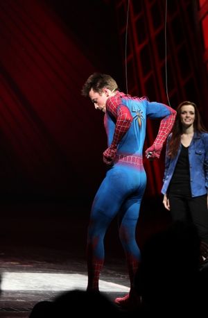 Reeve Carney & Jennifer Damiano during the Final Curtain Call Bow for the Original Version of 'Spider-Man Turn Off The Dark'. The show takes a brief Hiatus before the New Version Debuts on5/12/2011 in New York City. @ BroadwayWorld Reeve Carney & Jennifer Damiano during the Final Curtain Call Bow for the Original Ve Photo