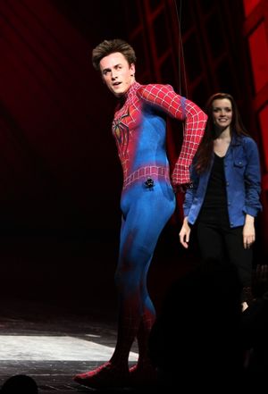Reeve Carney & Jennifer Damiano during the Final Curtain Call Bow for the Original Version of 'Spider-Man Turn Off The Dark'. The show takes a brief Hiatus before the New Version Debuts on5/12/2011 in New York City. @ BroadwayWorld Reeve Carney & Jennifer Damiano during the Final Curtain Call Bow for the Original Ve Photo