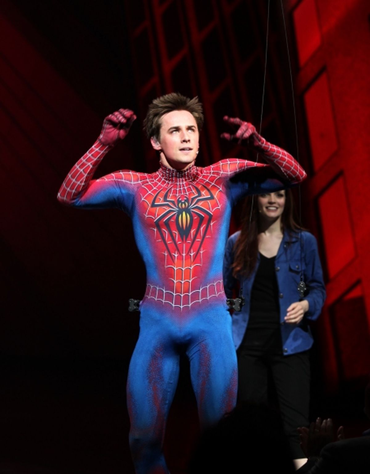 Reeve Carney & Jennifer Damiano during the Final Curtain Call Bow for the Original Version of 'Spider-Man Turn Off The Dark'. The show takes a brief Hiatus before the New Version Debuts on5/12/2011 in New York City. at 
