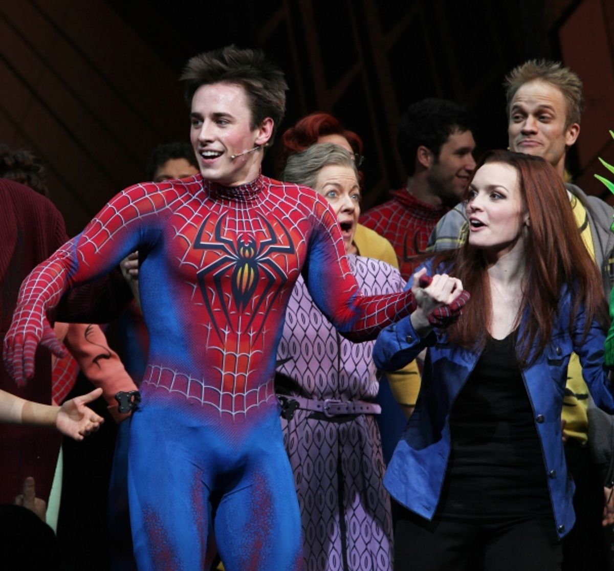 Reeve Carney & Jennifer Damiano during the Final Curtain Call Bow for the Original Version of 'Spider-Man Turn Off The Dark'. The show takes a brief Hiatus before the New Version Debuts on5/12/2011 in New York City. at 