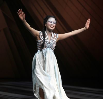 T.V. Carpio during the Final Curtain Call Bow for the Original Version of 'Spider-Man Photo