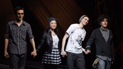 Geek Chorus: Jonathan Schwartz, Alice Lee, Gideon Glick & Matt Devine during the Fina Photo