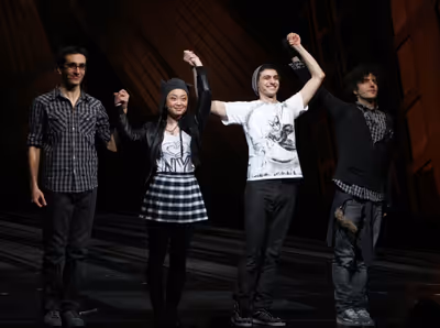 Geek Chorus: Jonathan Schwartz, Alice Lee, Gideon Glick & Matt Devine during the Fina Photo