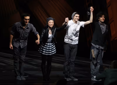 Geek Chorus: Jonathan Schwartz, Alice Lee, Gideon Glick & Matt Devine during the Fina Photo