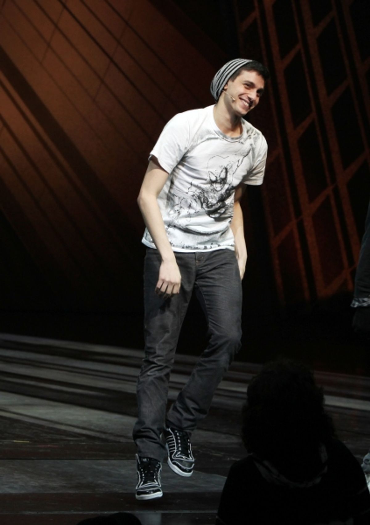 Gideon Glick during the Final Curtain Call Bow for the Original Version of 'Spider-Man Turn Off The Dark'. The show takes a brief Hiatus before the New Version Debuts on5/12/2011 in New York City. at 