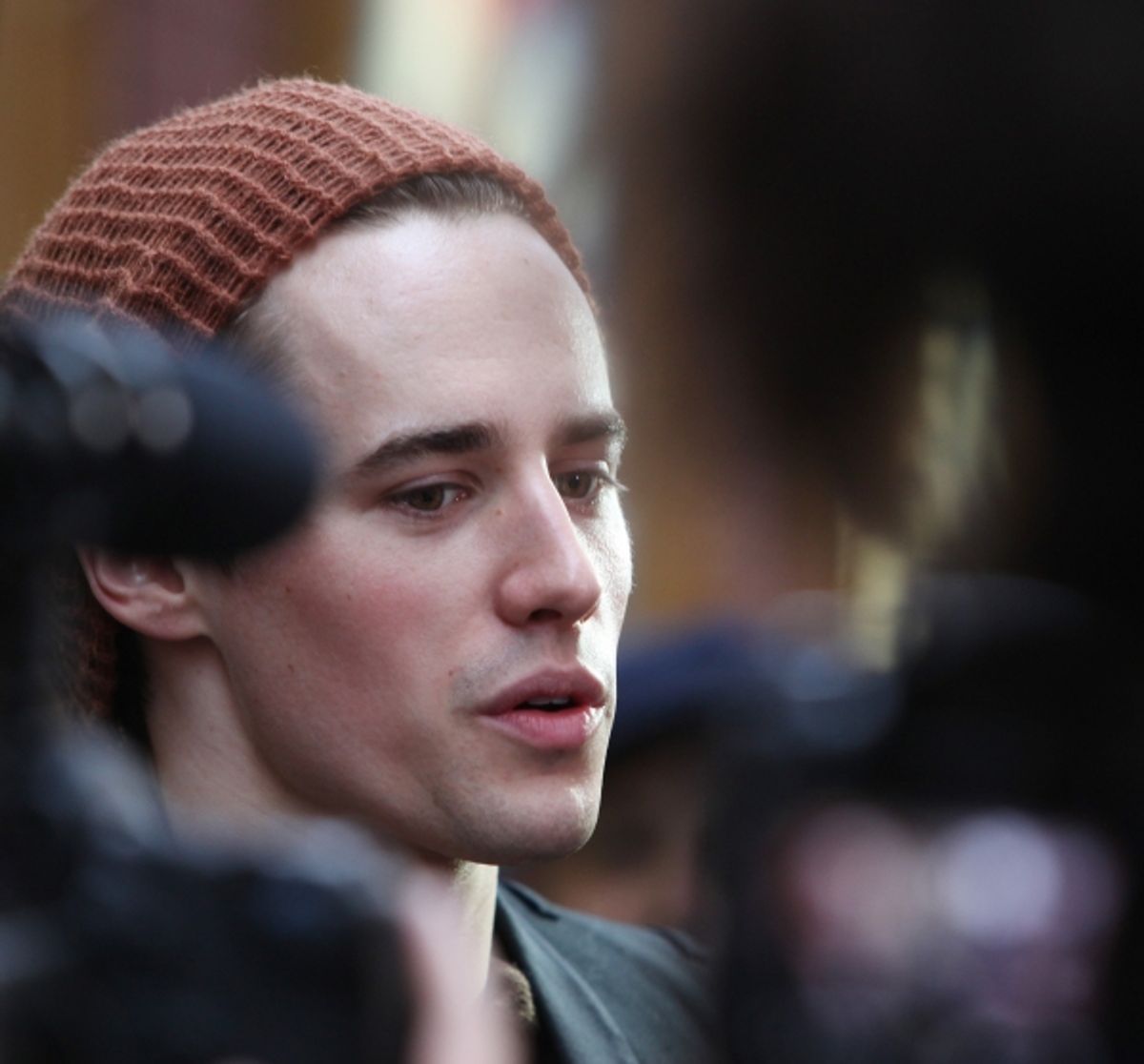 Reeve Carney meeting the Press after the Final Curtain Call Bow for the Original Version of 'Spider-Man Turn Off The Dark'.  in New York City. at 