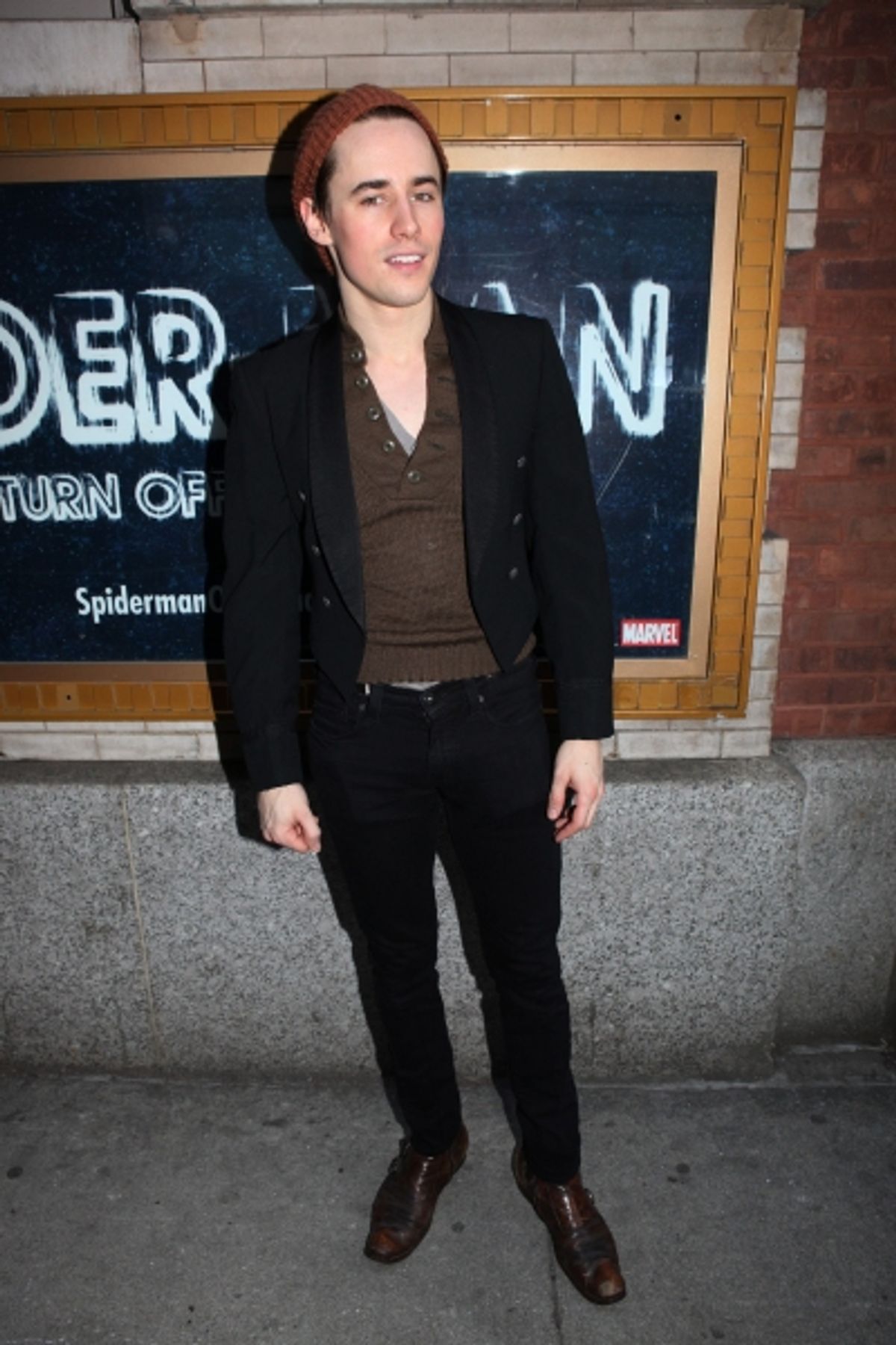 Reeve Carney meeting the Press after the Final Curtain Call Bow for the Original Version of 'Spider-Man Turn Off The Dark'.  in New York City. at 