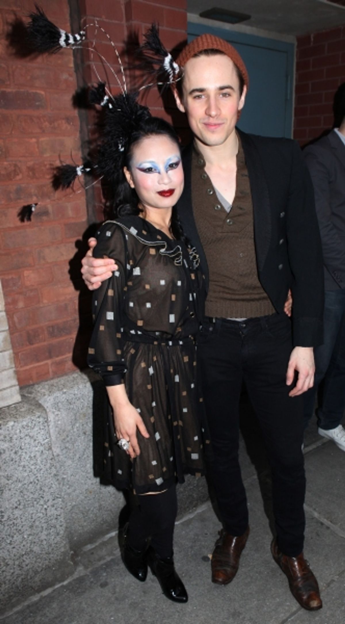 T.V. Carpio & Reeve Carney meeting the Press after the Final Curtain Call Bow for the Original Version of 'Spider-Man Turn Off The Dark'.  in New York City. at 