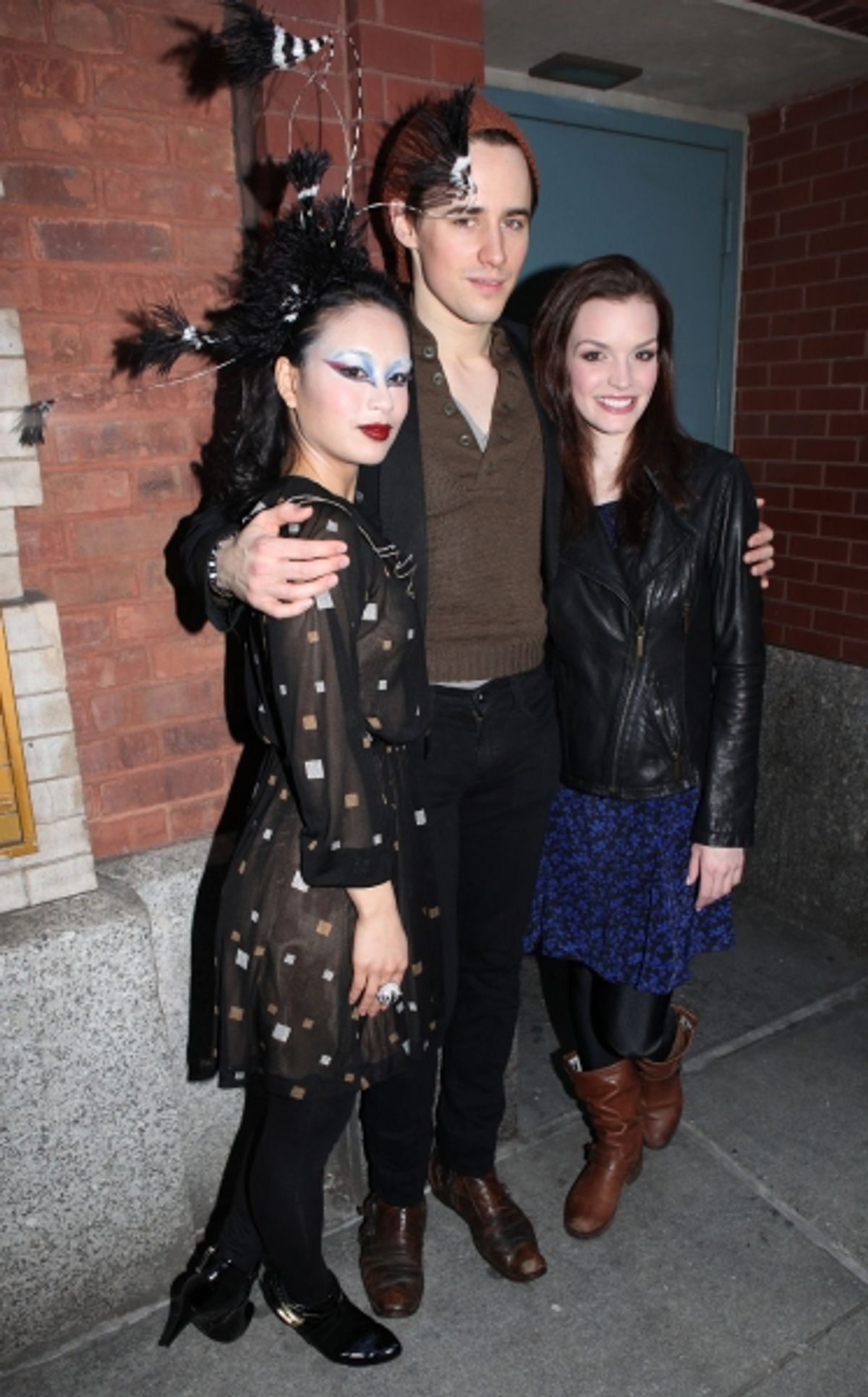 T.V. Carpio, Reeve Carney & Jennifer Damiano meeting the Press after the Final Curtain Call Bow for the Original Version of 'Spider-Man Turn Off The Dark'.  in New York City. at 
