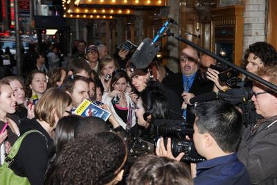 T.V. Carpio & Reeve Carney meeting the Press after the Final Curtain Call Bow for the Photo
