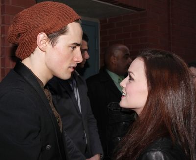 Reeve Carney & Jennifer Damiano meeting the Press after the Final Curtain Call Bow fo Photo