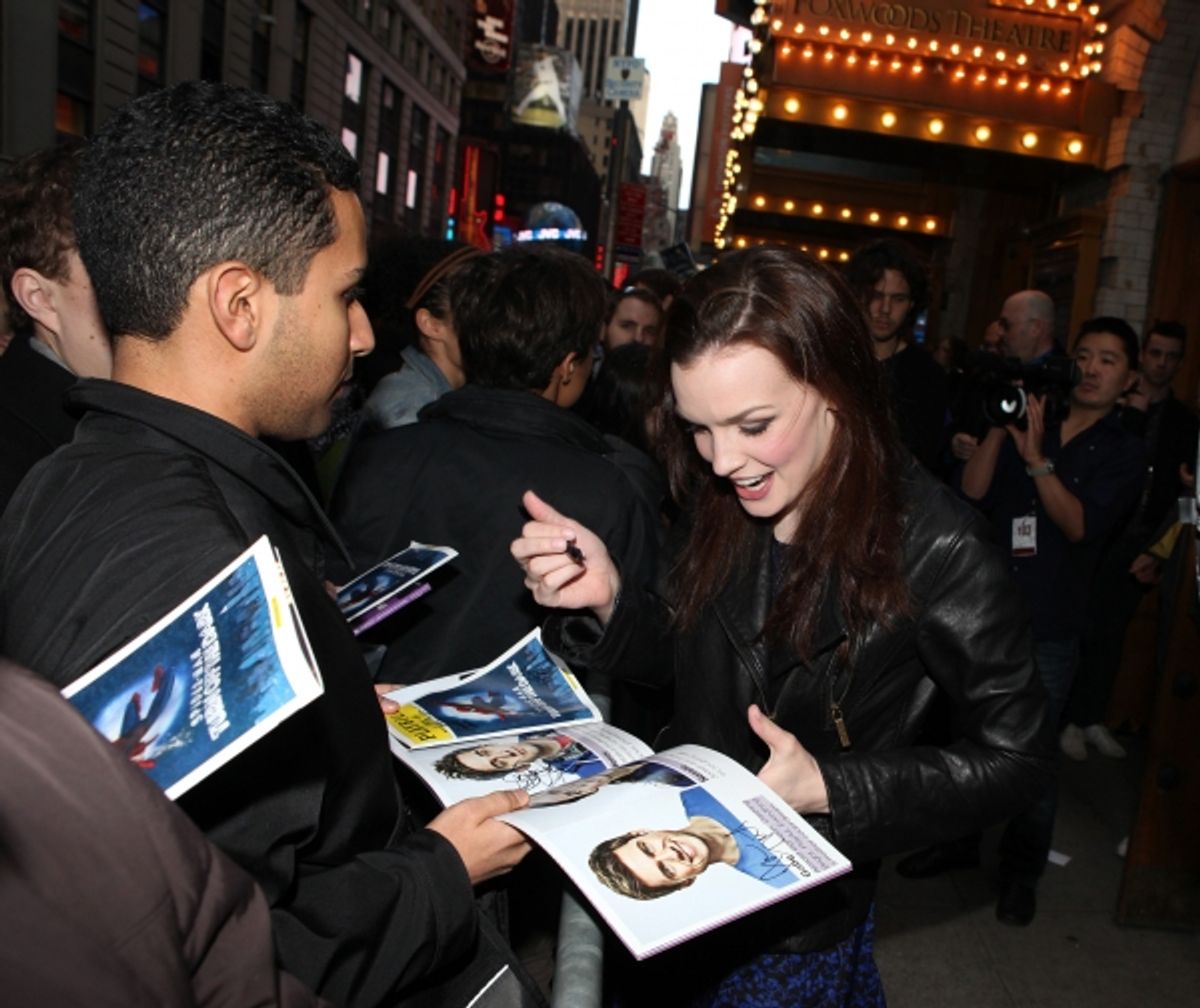 Jennifer Damiano meeting the Press after the Final Curtain Call Bow for the Original Version of 'Spider-Man Turn Off The Dark'.  in New York City. at 