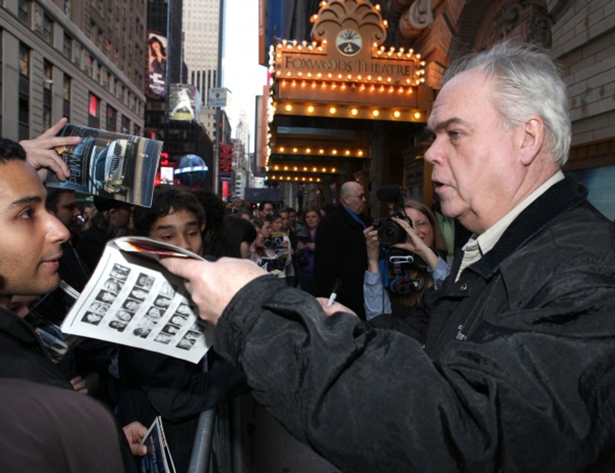 Michael Mulheren meeting the Press after the Final Curtain Call Bow for the Original Version of 'Spider-Man Turn Off The Dark'.  in New York City. at 