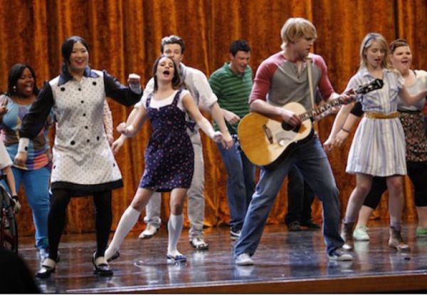 Amber Riley; Jenna Ushkowitz; Lea Michele; Chris Colfer, Cory Monteith; Chord Overstr Photo