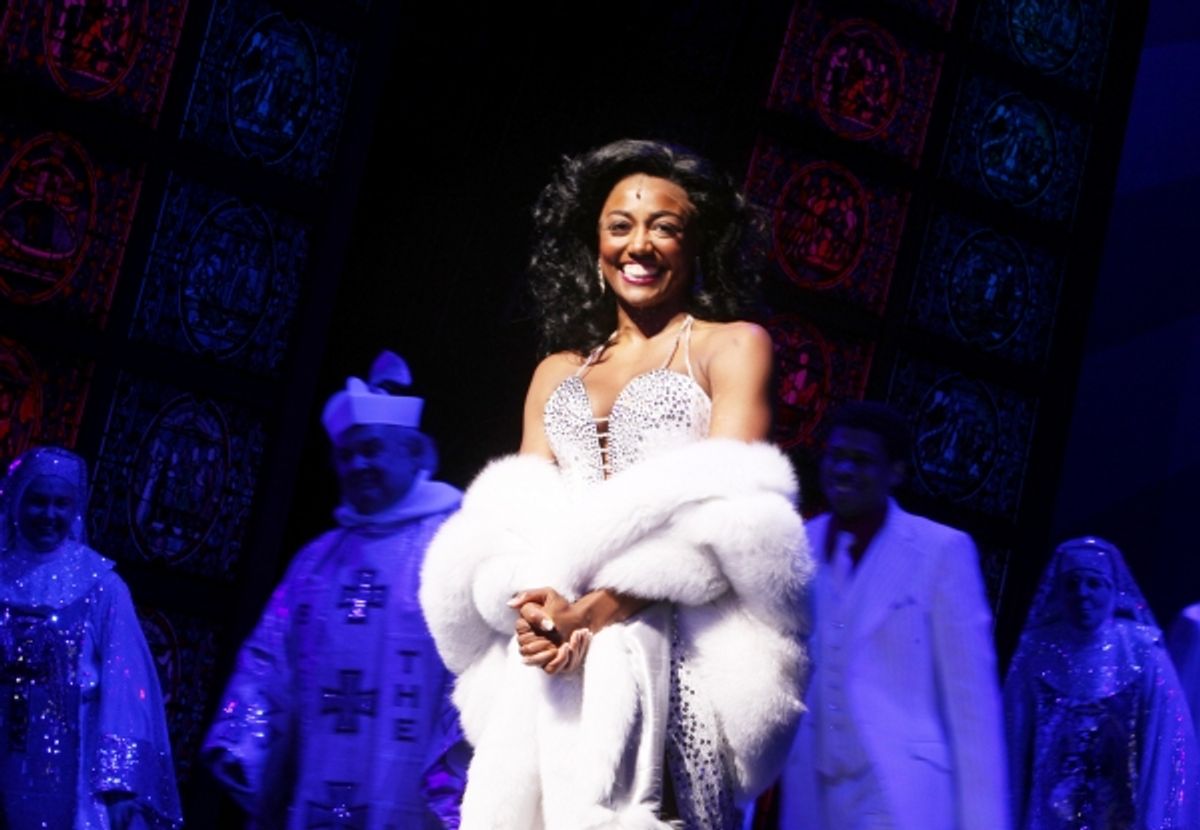 Patina Miller during  the Broadway Opening Night Curtain Call for 'Sister Act' in New York City. at 