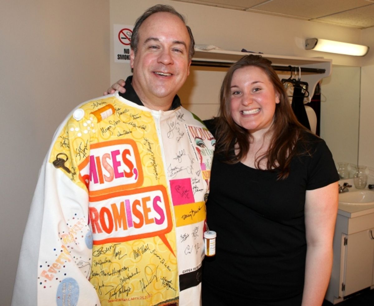 Kevin Ligon & Sarah Bolt (Blessing her dressing room) attending the 'Sister Act'  Broadway Opening Night Performance Gypsy Robe Ceremony for recipient Kevin Ligon at the Broadway Theatre n New York City. at 