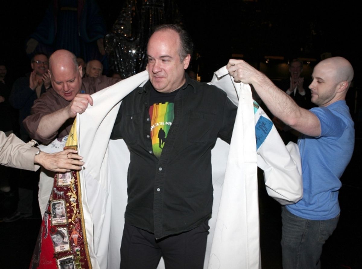 David Westphal (Actor's Equity), Kevin Ligon & Grady McLeod Bowman (Recipient 'WONDERLAND') attending the 'Sister Act'  Broadway Opening Night Performance Gypsy Robe Ceremony for recipient Kevin Ligon at the Broadway Theatre n New York City. at 