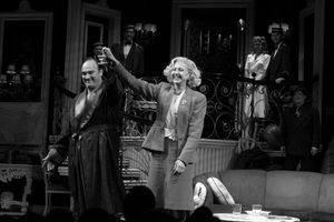 Jim Belushi & Nina Arianda during the Broadway Opening Night Performance Curtain Call for 'Born Yesterday' in New York City. @ BroadwayWorld Jim Belushi & Nina Arianda during the Broadway Opening Night Performance Curtain Call Photo