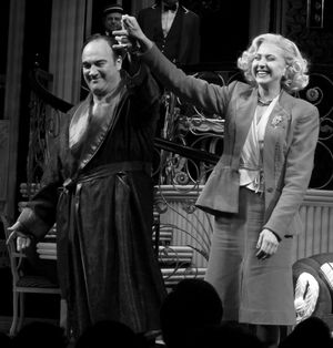 Jim Belushi & Nina Arianda during the Broadway Opening Night Performance Curtain Call for 'Born Yesterday' in New York City. @ BroadwayWorld Jim Belushi & Nina Arianda during the Broadway Opening Night Performance Curtain Call Photo