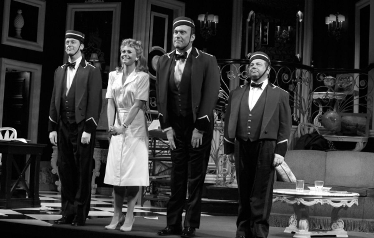 Fred Arsenault, Liv Rooth, Bill Christ & Danny Rutigliano during the Broadway Opening Night Performance Curtain Call for 'Born Yesterday' in New York City. at 