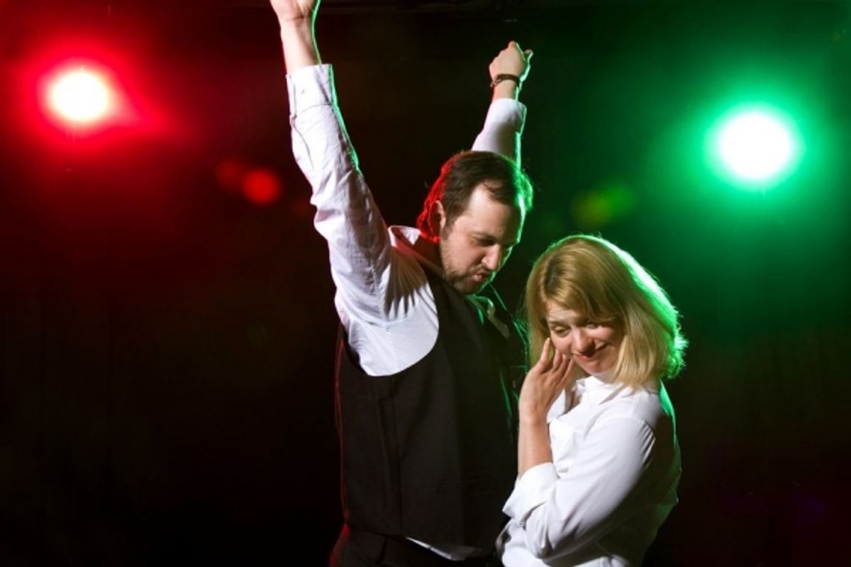  Joseph Stearns, left) tries to charm Samantha (Simone Roos at 