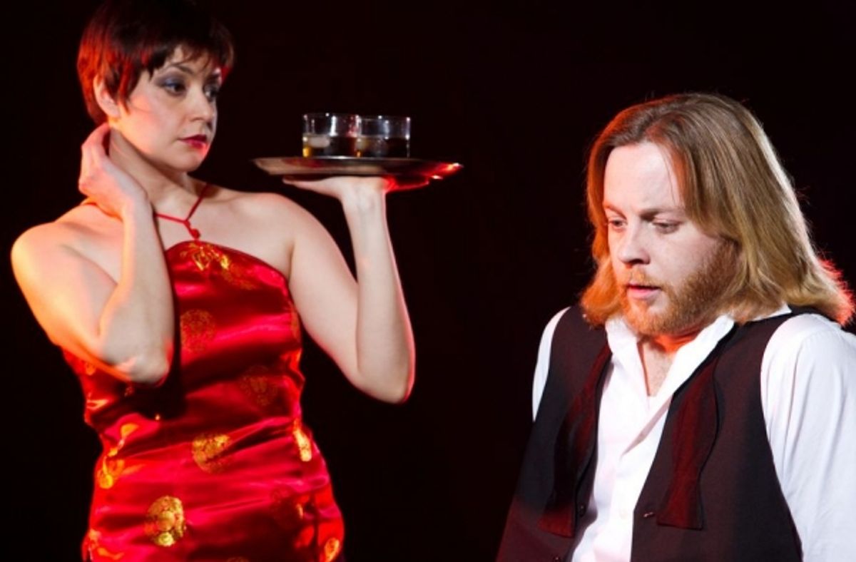 Elizabeth Bagby, left) talks with Garret (Aaron Snook at 