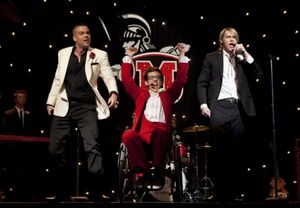GLEE: Puck (Mark Salling, L), Artie (Kevin McHale, C) and Sam (guest star, Chord Over Photo