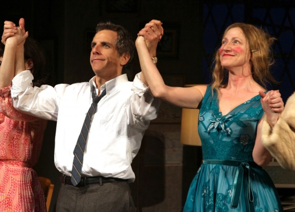 Ben Stiller & Edie Falco during the Broadway Opening Night Curtain Call for The House Of Blue Leaves' in New York City. at 