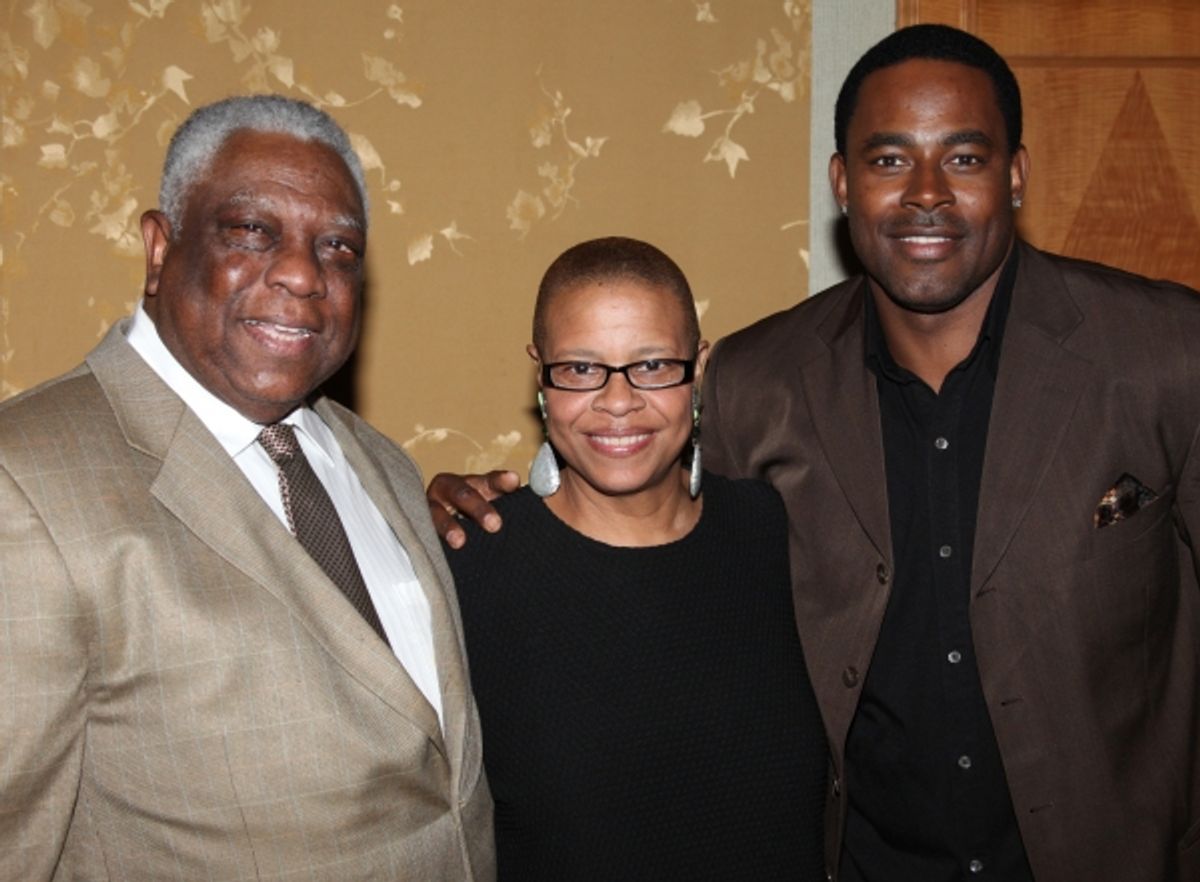 Woodie King Jr. & Terrie Williams & Lamman Rucker attending the New Federal Theatre Press Conference at Trump Place, New York City. at 