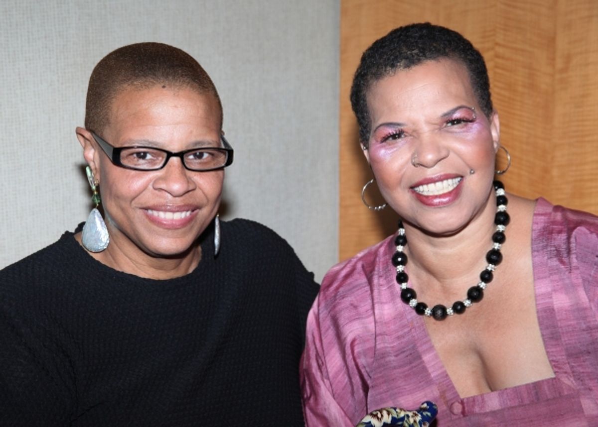 Terrie Williams & Ntozake Shange attending the New Federal Theatre Press Conference at Trump Place, New York City. at 