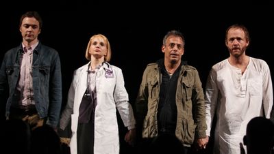 Jim Parsons, Ellen Barkin, Joe Mantello, John Benjamin Hickey attending the Broadway  Photo