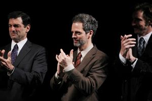 Mark Harelik & Patrick Breen & Lee Pace attending the Broadway Opening Night Performa Photo