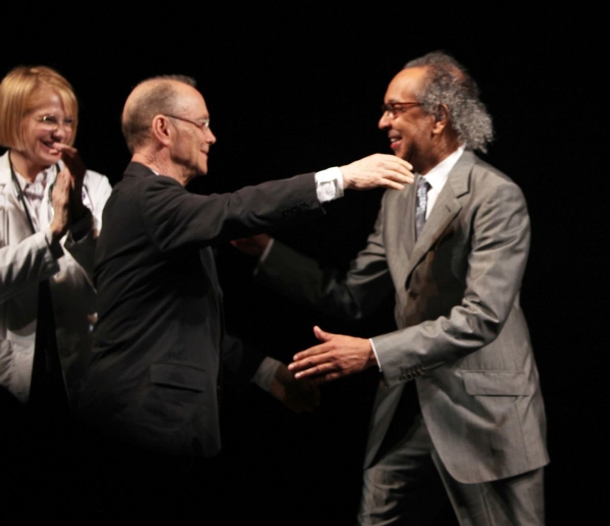 Ellen Barkin & Joel Grey & George C. Wolfe attending the Broadway Opening Night Performance  for 'The Normal Heart' in New York City. at 