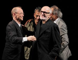 Joel Grey, Joe Mantello, Larry Kramer, George C. Wolfe attending the Broadway Opening Night Performance for 'The Normal Heart' in New York City. @ BroadwayWorld Joel Grey, Joe Mantello, Larry Kramer, George C. Wolfe attending the Broadway Opening Photo