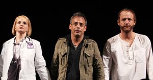 Ellen Barkin, Joe Mantello, John Benjamin Hickey attending the Broadway Opening Night Photo